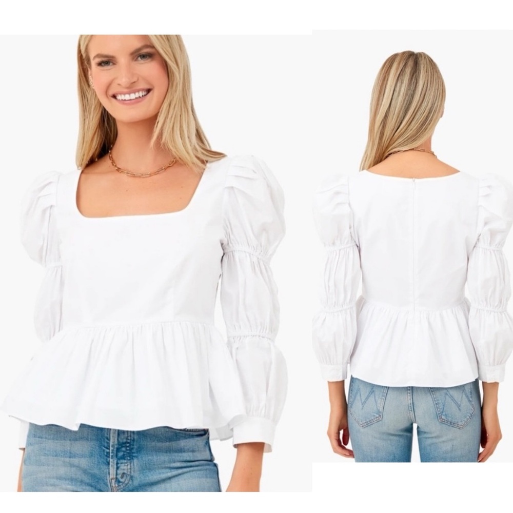 BOGO! Tuckernuck Hyacinth House White Clemons Long Sleeve Puff Blouse XL - Picture 2 of 9